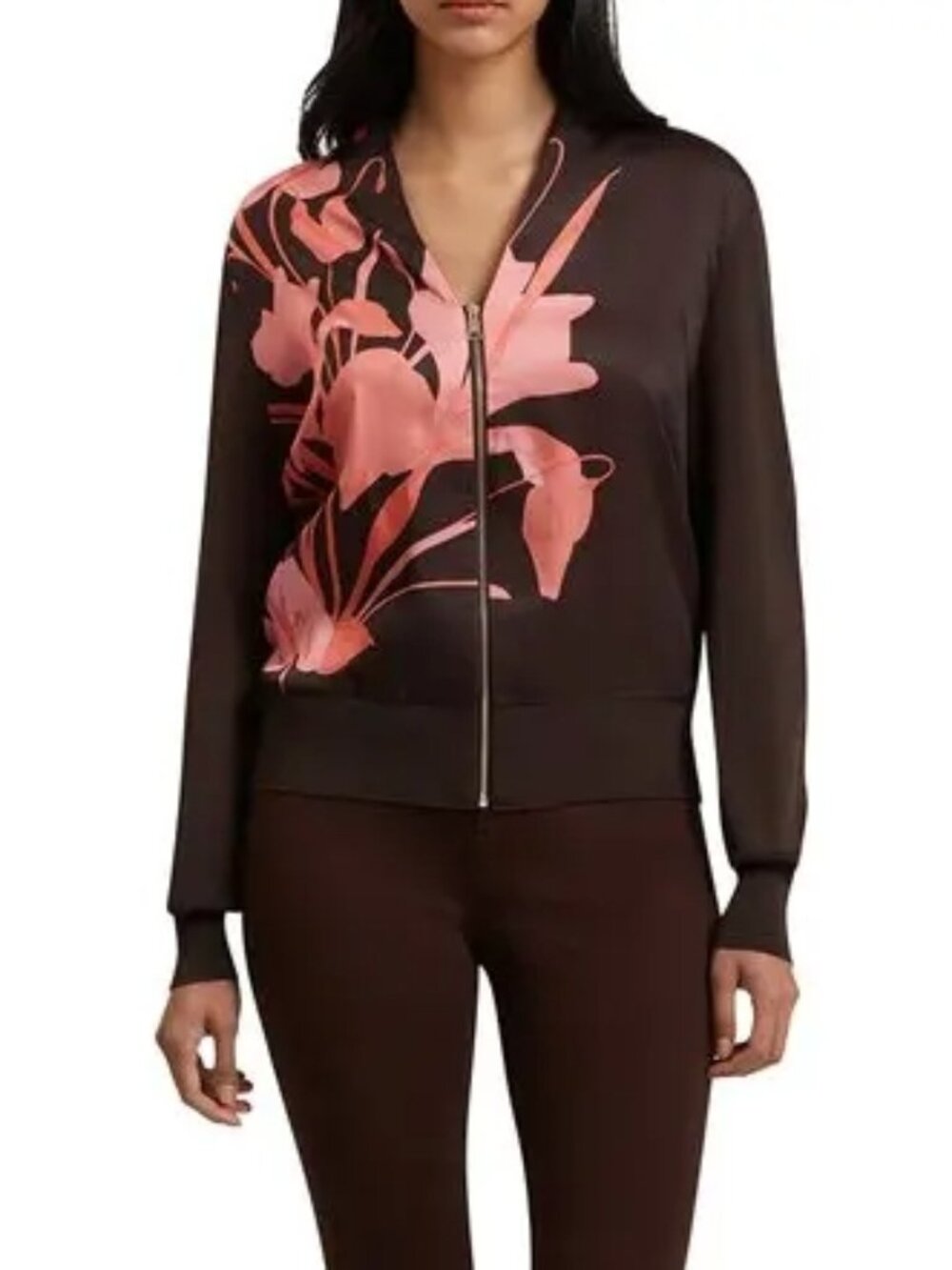 NWT Ted Baker London Matiina Brown Zip Up Cardigan Sz 3